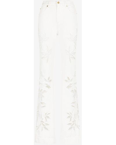 Roberto Cavalli Floral Cut-out Flared Jeans - White