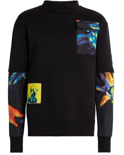 Roberto Cavalli Digital Flora Print Layered Sweatshirt - Black