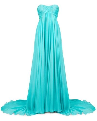 Roberto Cavalli Strapless Silk Maxi Dress - Blue