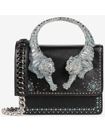 Roberto Cavalli Large Roar Crystal-embellished Shoulder Bag - Black