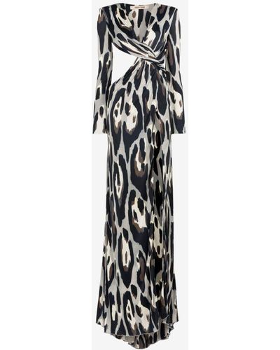 Roberto Cavalli Leopard-print Cut-out Maxi Dress - White