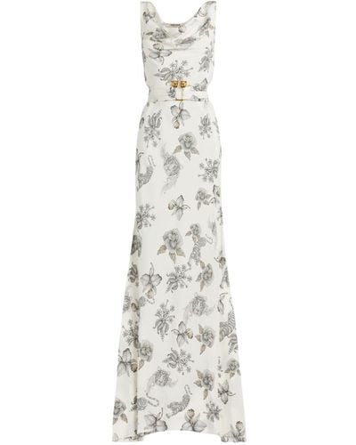 Roberto Cavalli Kleid aus seide mit diamond brooches print - Mehrfarbig