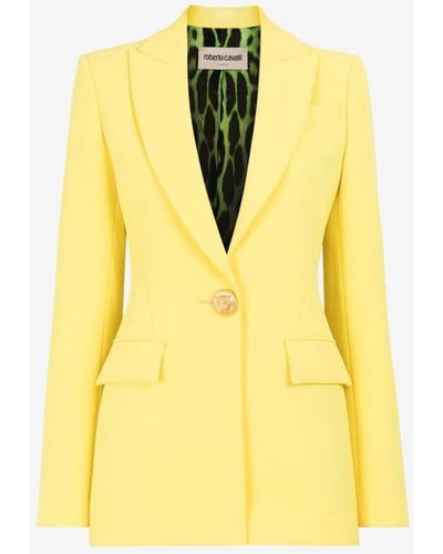 Roberto Cavalli Contrast-lining Tailored Blazer - Yellow