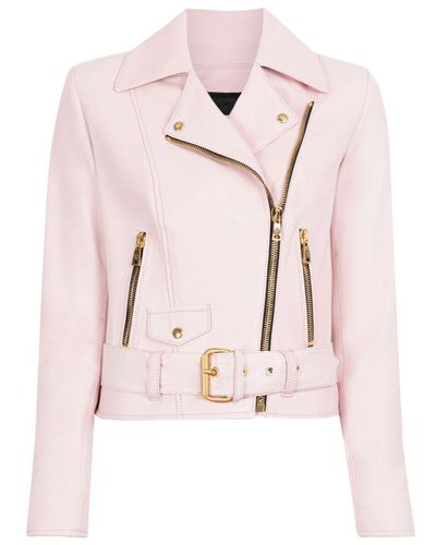 Roberto Cavalli Leather Biker Jacket - Pink