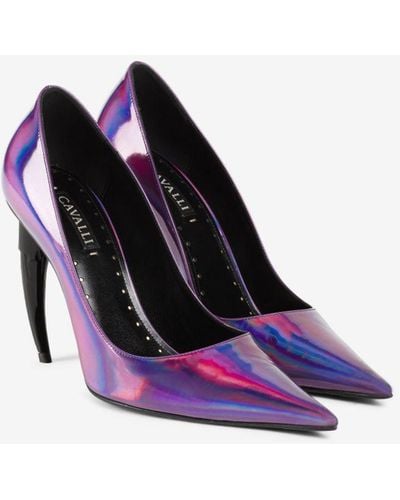 Roberto Cavalli Holographic Tiger Tooth Court Shoes - Purple