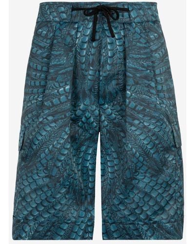 Roberto Cavalli Falcon Print Swim Shorts - Blue