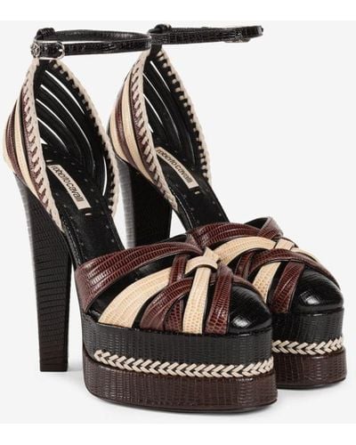 Roberto Cavalli Snakeskin-effect Braided Platform Sandals - Black