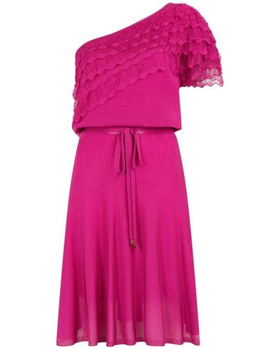 Roberto Cavalli Lace-trimmed One-shoulder Dress - Pink