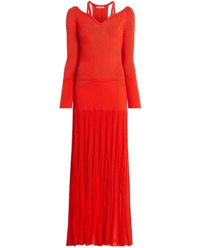 Roberto Cavalli Geometric Lace Knitted Dress - Red