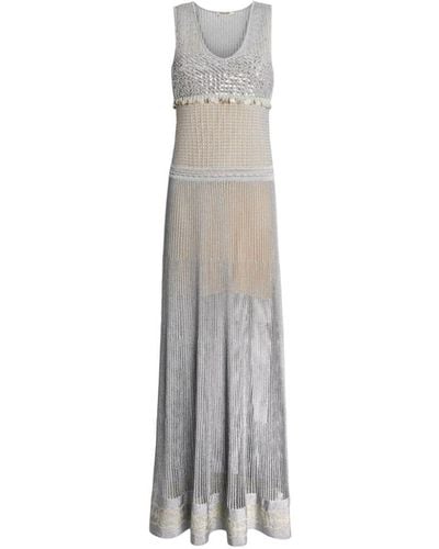 Roberto Cavalli Long Mesh Knit Tank Dress - Gray