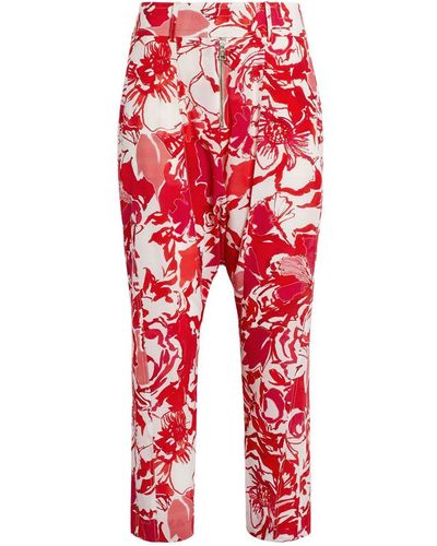 Roberto Cavalli Hydrangea Print Cropped Pants - Red
