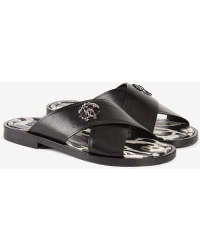 Roberto Cavalli Criss-cross Leather Sandals - White