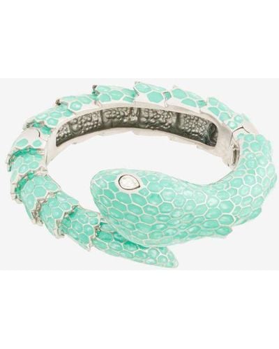 Roberto Cavalli Crystal-embellished Snake Cuff - Green