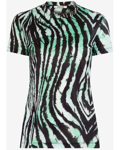 Roberto Cavalli Freedom-print Cotton T-shirt - Green