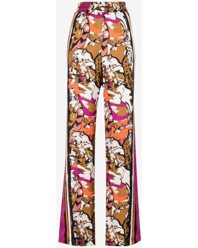 Roberto Cavalli Palazzohose aus seide mit print - Weiß