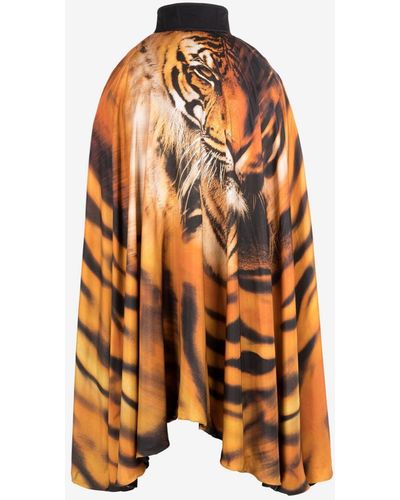 Roberto Cavalli Tiger-print Silk Maxi Skirt - Orange