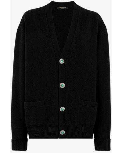 Roberto Cavalli V-neck Wool Cardigan - Black