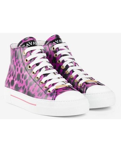 Roberto Cavalli Hi-top sneakers mit murena-print - Pink