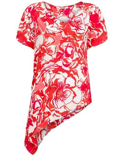 Roberto Cavalli Rose-print Silk Top - Red