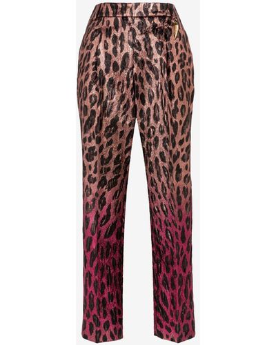 Roberto Cavalli Metallische jaguar-jacquard-hose - Rot