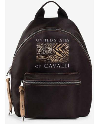 Roberto Cavalli Rucksack mit animalischem patchwork-print - Schwarz