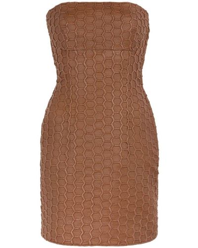 Roberto Cavalli Woven Leather Mini Dress - Brown