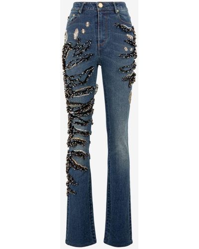 Roberto Cavalli Bootcut jeans mit kristallverzierung - Blau