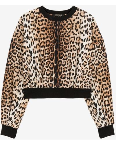 Roberto Cavalli Jaguar-print Cotton Sweatshirt - Black