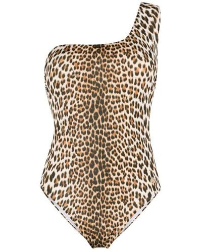 Roberto Cavalli Leopard-print One-shoulder Swimsuit - Natural
