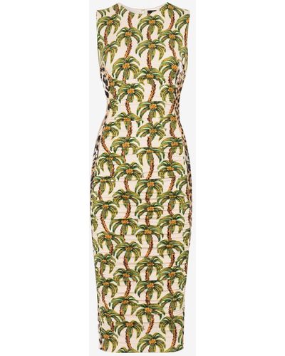 Roberto Cavalli Kleid mit palme und leoparden-print - Mettallic