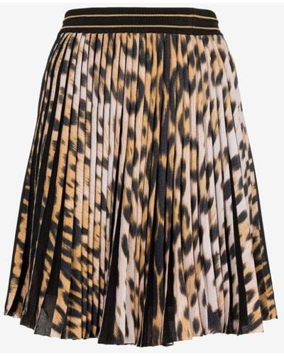 Roberto Cavalli Leopard-print Pleat-panel Skirt - White