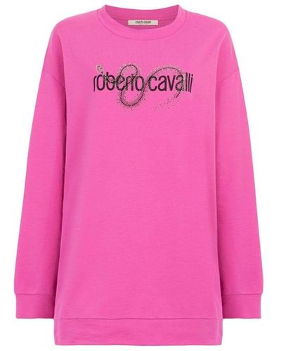 Roberto Cavalli Crystal-embellished Snake Sweatshirt - Pink