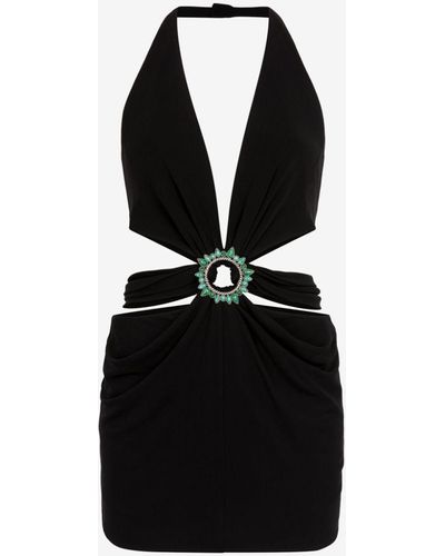 Roberto Cavalli Embellished Cut-out Mini Dress - Black
