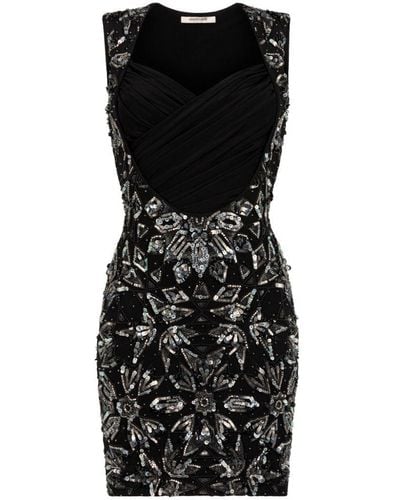 Roberto Cavalli Floral Bead-embellished Mini Dress - Black