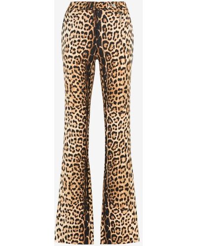 Roberto Cavalli Leopard-print Flared Pants - Natural