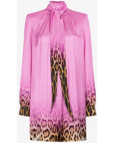 Roberto Cavalli Mini-kleid mit jaguar-print - Pink