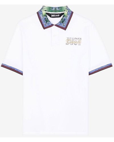 Roberto Cavalli Just Cavalli Logo-print Cotton Polo Shirt - White
