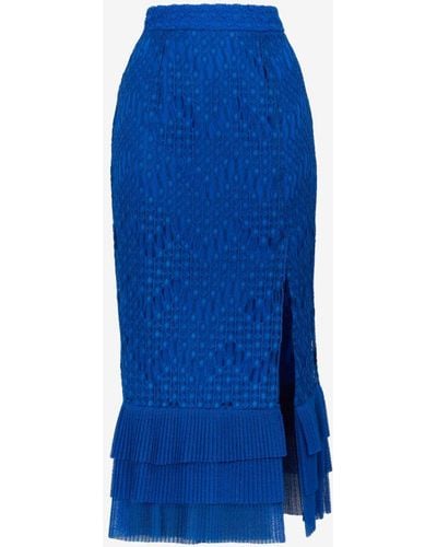 Roberto Cavalli Just Cavalli Crochet-lace Ruffle Skirt - Blue