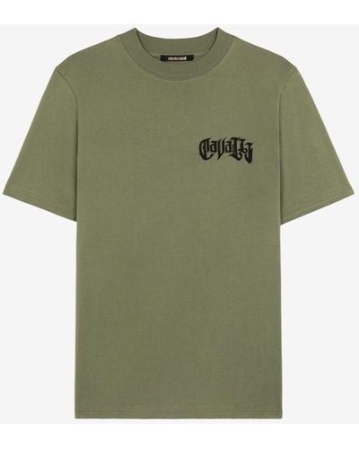 Roberto Cavalli Embroidered Logo T-shirt - Green