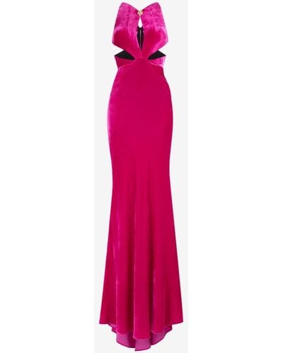 Roberto Cavalli Velvet Cut-out Dress - Pink