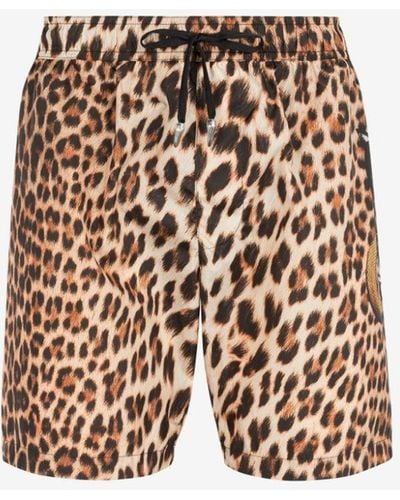 Roberto Cavalli Heritage Jaguar-print Swim Shorts - Brown