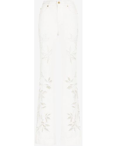 Roberto Cavalli Floral Cut-out Flared Jeans - White