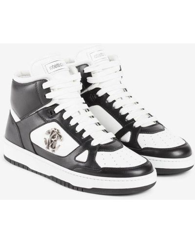 Roberto Cavalli High top sneakers mit monogram mirror snake - Weiß