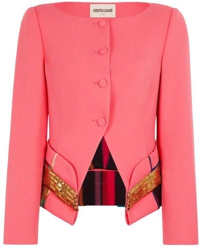 Roberto Cavalli Chameleon Rug-print Paneled Jacket - Pink