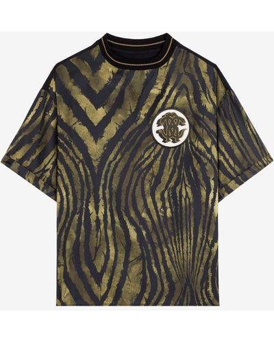 Roberto Cavalli T-shirt aus seide mit tiger-print - Grün