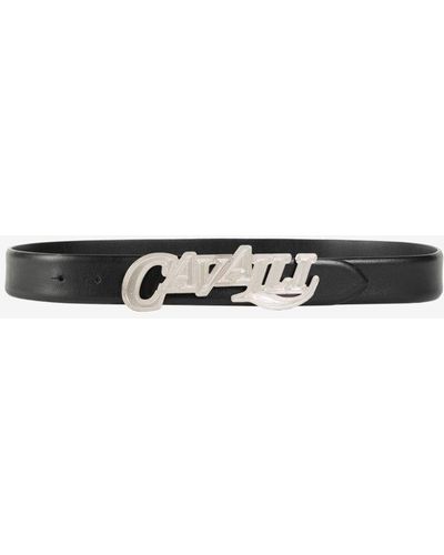 Roberto Cavalli Logo-buckle Leather Belt - White