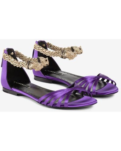 Roberto Cavalli Panther Head Sandals - Purple