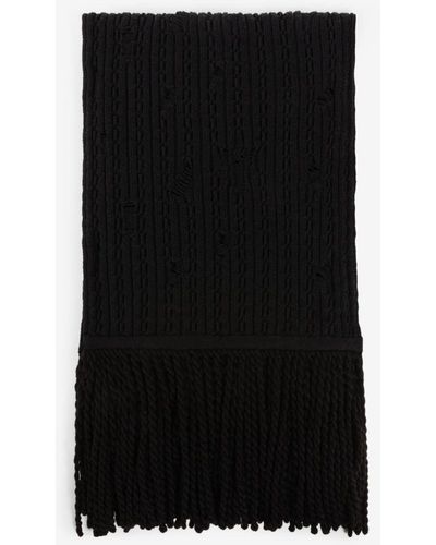 Roberto Cavalli Cable-knit Wool Scarf - Black