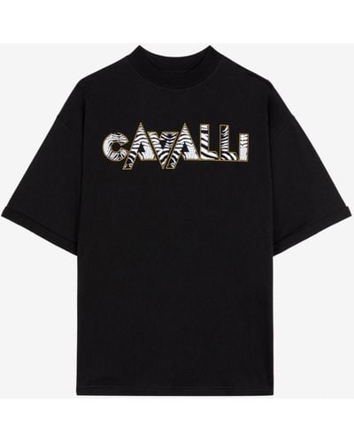 Roberto Cavalli Logo-print Cotton T-shirt - Black
