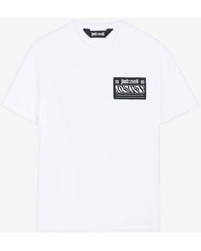Roberto Cavalli Just cavalli t-shirt aus baumwolle mit logo-applikation - Weiß